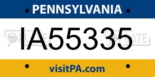 IA55335 Pennsylvania License Plate