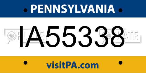 IA55338 Pennsylvania License Plate