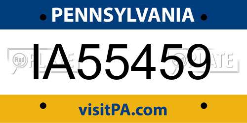 IA55459 Pennsylvania License Plate