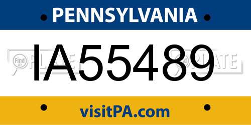 IA55489 Pennsylvania License Plate