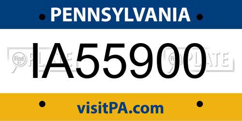 IA55900 Pennsylvania License Plate