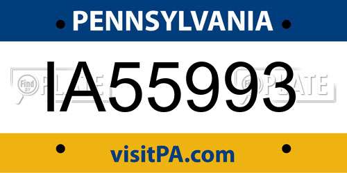 IA55993 Pennsylvania License Plate