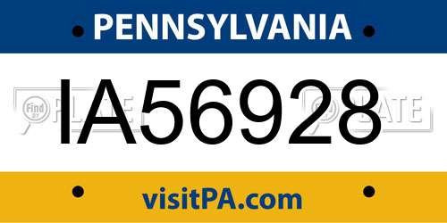IA56928 Pennsylvania License Plate