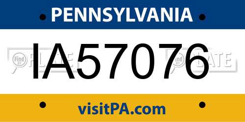 IA57076 Pennsylvania License Plate