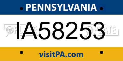 IA58253 Pennsylvania License Plate