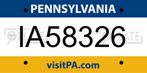 IA58326 Pennsylvania License Plate