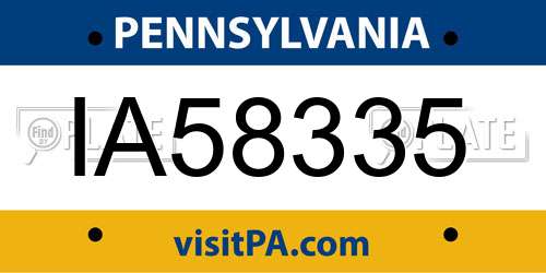 IA58335 Pennsylvania License Plate