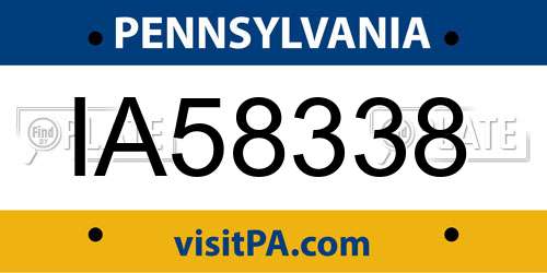 IA58338 Pennsylvania License Plate