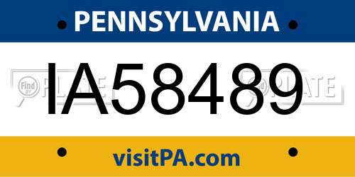 IA58489 Pennsylvania License Plate