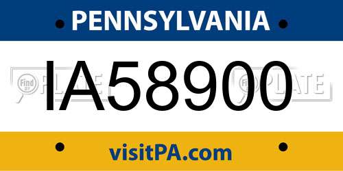 IA58900 Pennsylvania License Plate