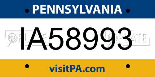 IA58993 Pennsylvania License Plate