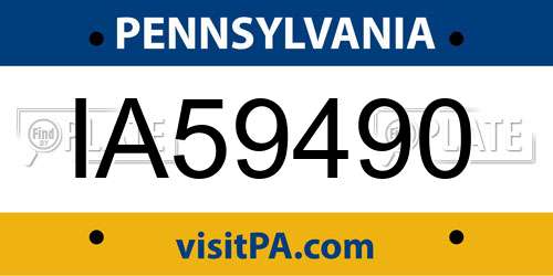 IA59490 Pennsylvania License Plate