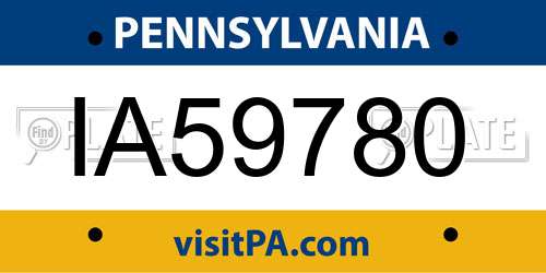 IA59780 Pennsylvania License Plate
