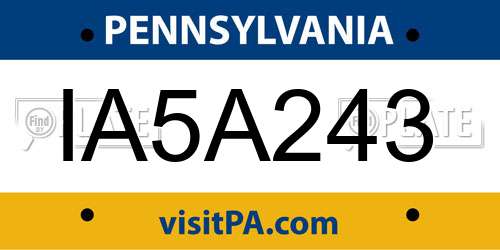 IA5A243 Pennsylvania License Plate