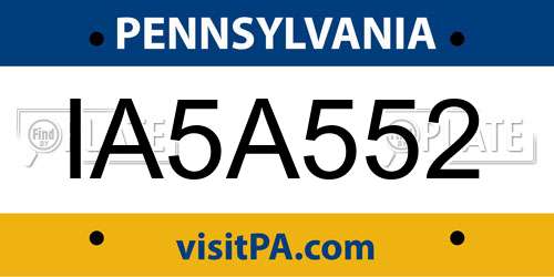 IA5A552 Pennsylvania License Plate
