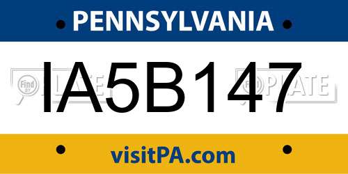 IA5B147 Pennsylvania License Plate
