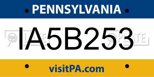 IA5B253 Pennsylvania License Plate