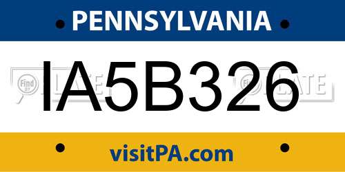IA5B326 Pennsylvania License Plate
