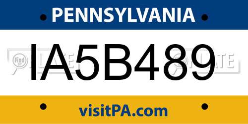 IA5B489 Pennsylvania License Plate