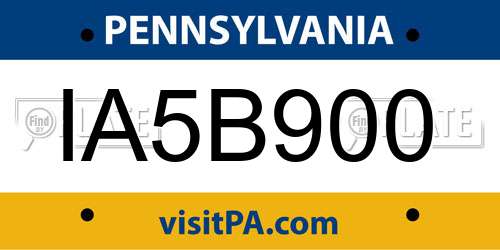 IA5B900 Pennsylvania License Plate