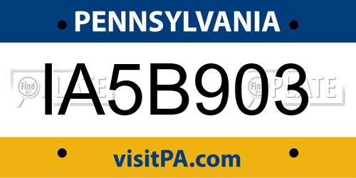 IA5B903 Pennsylvania License Plate