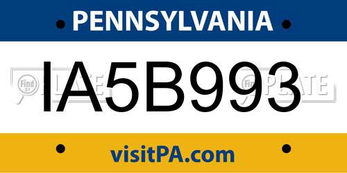 IA5B993 Pennsylvania License Plate