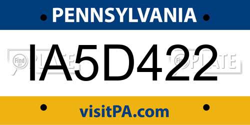 IA5D422 Pennsylvania License Plate