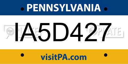 IA5D427 Pennsylvania License Plate