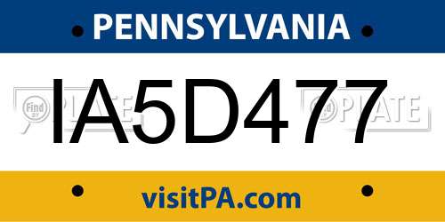 IA5D477 Pennsylvania License Plate