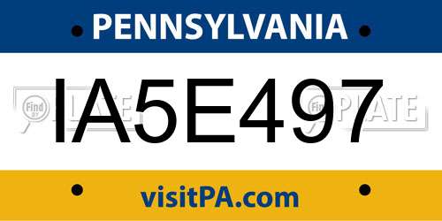 IA5E497 Pennsylvania License Plate