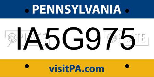 IA5G975 Pennsylvania License Plate