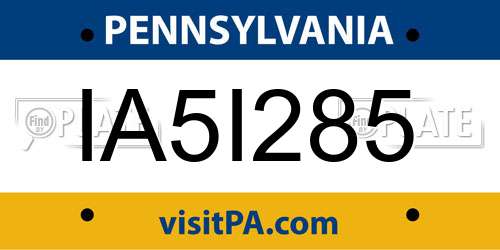 IA5I285 Pennsylvania License Plate