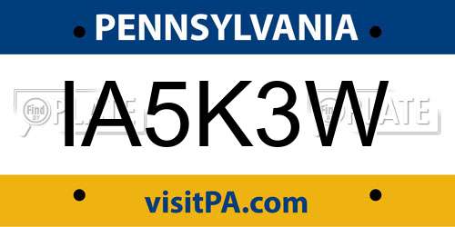 IA5K3W Pennsylvania License Plate