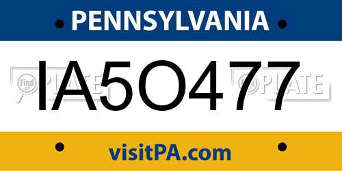 IA5O477 Pennsylvania License Plate