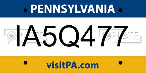 IA5Q477 Pennsylvania License Plate
