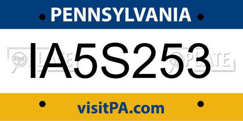 IA5S253 Pennsylvania License Plate