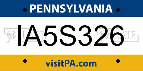 IA5S326 Pennsylvania License Plate