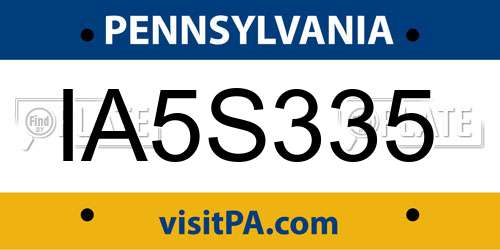 IA5S335 Pennsylvania License Plate