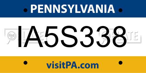 IA5S338 Pennsylvania License Plate