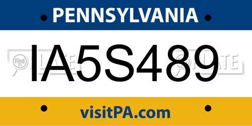 IA5S489 Pennsylvania License Plate
