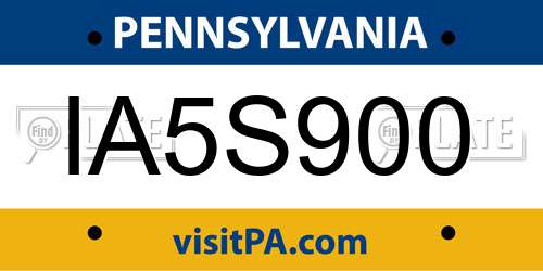 IA5S900 Pennsylvania License Plate