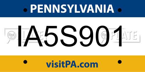 IA5S901 Pennsylvania License Plate