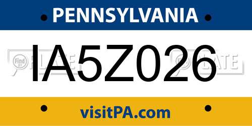 IA5Z026 Pennsylvania License Plate