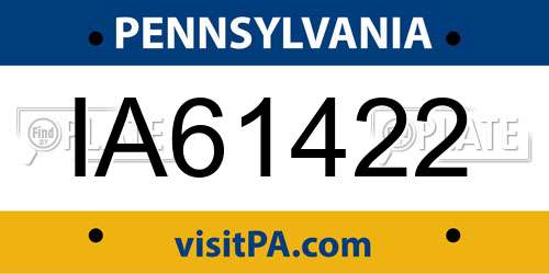 IA61422 Pennsylvania License Plate