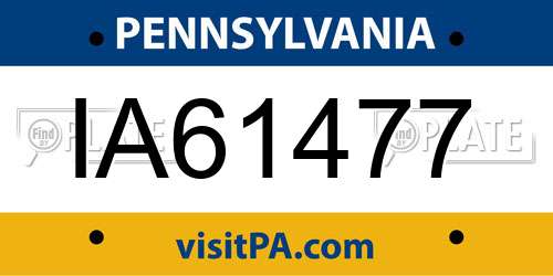 IA61477 Pennsylvania License Plate