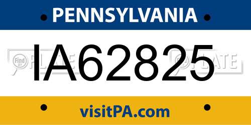 IA62825 Pennsylvania License Plate
