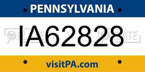 IA62828 Pennsylvania License Plate