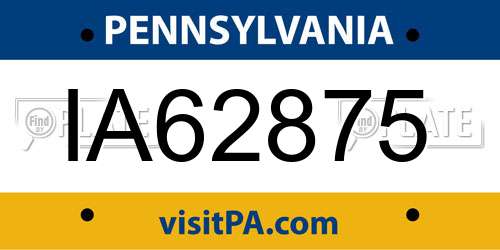IA62875 Pennsylvania License Plate