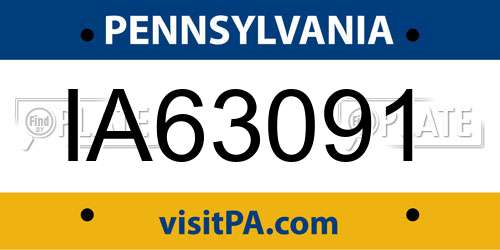 IA63091 Pennsylvania License Plate