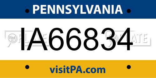 IA66834 Pennsylvania License Plate